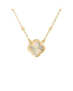 New 9ct Gold 18" Petal Pendant & Beaded Station Necklace