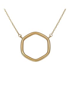 New 9ct Yellow Gold 16" Open Hexagon Necklace