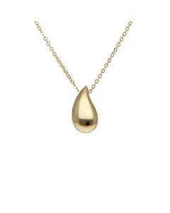 New 9ct Yellow Gold Water Droplet Pendant & 18" Necklace