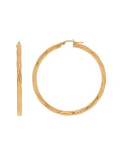 New 9ct Yellow Gold 40mm Twisted Hoop Earrings