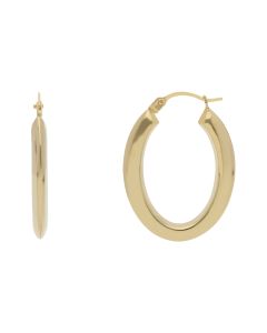 New 9ct Yellow Gold Polished Oval Creole Hoop Earrings