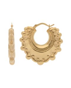 New 9ct Yellow Gold Round Large Traditional Creole Hoop Earrings