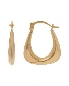 New 9ct Yellow Gold Small Oval Patterned Hoop Creole Earrings