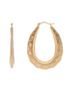 New 9ct Yellow Gold Large Oval Harlequin Hoop Creole Earrings