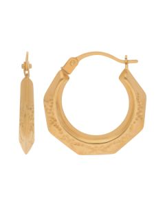 New 9ct Yellow Gold Small Harlequin Patterned Creole Earrings