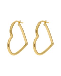 New 9ct Yellow Gold Heart Shaped Creole Earrings