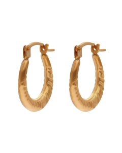 New 9ct Yellow Gold Patterned Creole Earrings