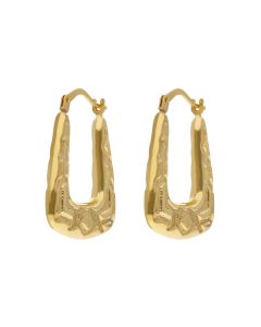 New 9ct Yellow Gold Patterned Handbag Creole Earrings