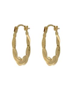 New 9ct Yellow Gold Oval Twist Creole Earrings