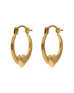 New 9ct Yellow Gold Heart Centre Creole Earrings