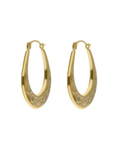 New 9ct Yellow Gold Oval Harlequin Creole Earrings