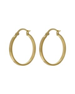 New 9ct Yellow Gold 15mm Screw Design Hoop Creole Earrings