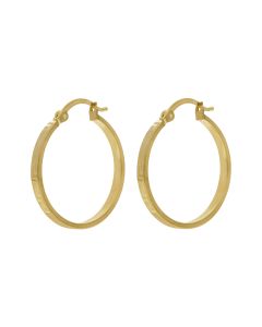 New 9ct Yellow Gold 15mm Greek Key Design Hoop Creole Earrings