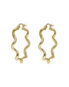 New 9ct Yellow Gold Oval Spiral Twist Creole Earrings