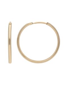 New 9ct Gold 17mm Plain Sleeper Style Earrings