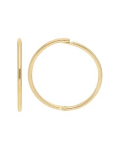 New 9ct Yellow Gold 14mm Plain Hinged Sleeper Earrings