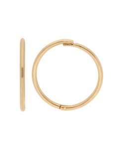 New 9ct Yellow Gold 12mm Plain Hinged Sleeper Earrings
