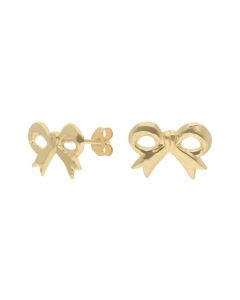 New 9ct Yellow Gold Bow Stud Earrings