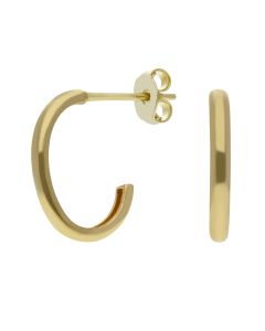 New 9ct Yellow Gold Curved 3/4 Hoop Drop Earrings