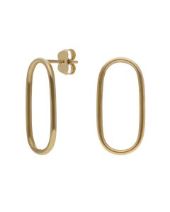 New 9ct Yellow Gold Large Open Oval Stud Earrings