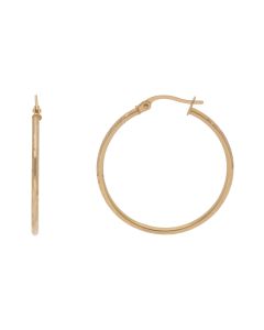 New 9ct Yellow Gold 30mm Patterned Narrow Hoop Earrings