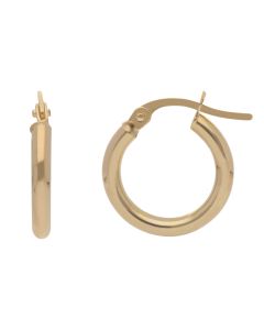 New 9ct Yellow Gold 14mm Polished Round Hoop Creole Earrings