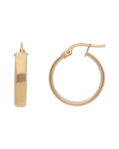 New 9ct Yellow Gold 20mm Plain Polished Hoop Earrings