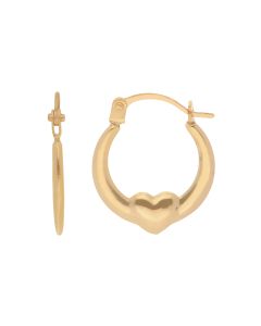 New 9ct Yellow Gold Heart Creole Earrings