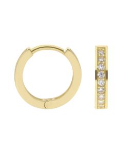 New 9ct Yellow Gold Cubic Zirconia Small Huggie Hoop Earrings
