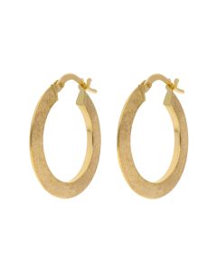 New 9ct Yellow Gold Brushed Finish Hoop Earrings