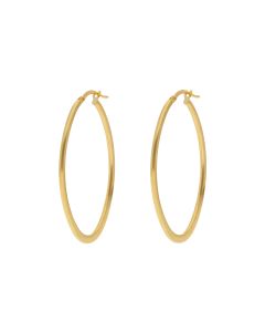 New 9ct Yellow Gold Long Oval Hoop Earrings