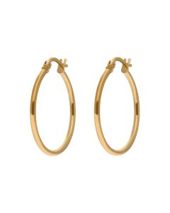 New 9ct Yellow Gold Polished Hoop Creole Earrings