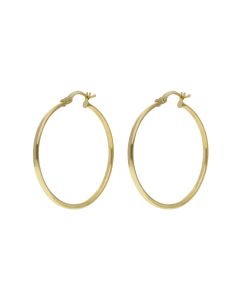 New 9ct Yellow Gold Slim Polished Hoop Creole Earrings