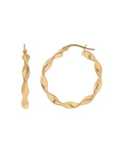 New 9ct Yellow Gold 15mm Candy Twist Hoop Earrings