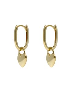 New 9ct Yellow Gold Heart Drop Oval Huggie Earrings