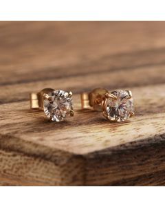 New 9ct Yellow Gold 5mm Cubic Zirconia Stud Earrings