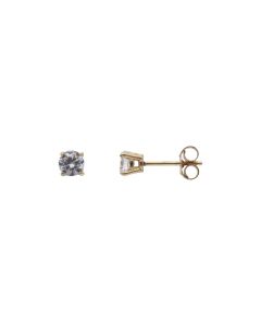 New 9ct Yellow Gold 4mm Cubic Zirconia Stud Earrings