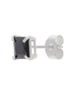 New 9ct White Gold Black Cubic Zirconia Single Mens Stud Earring