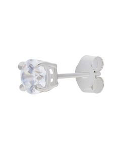 New 9ct White Gold Cubic Zirconia Single Mens Stud Earring