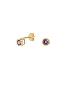 New 9ct Yellow Gold Amethyst Stud Earrings
