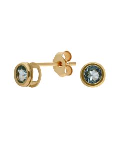 New 9ct Yellow Gold Blue Topaz Stud Earrings