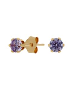 New 9ct Yellow Gold Lilac Cubic Zirconia Stud Earrings