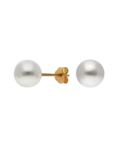 New 9ct Yellow Gold Simulated Pearl Stud Earrings