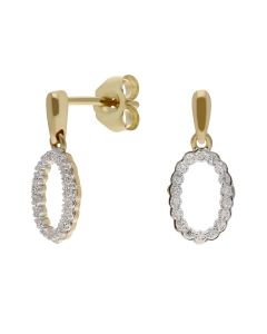 New 9ct Yellow Gold Diamond Oval Drop Earrings