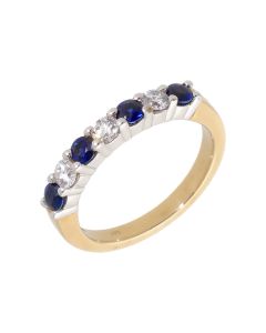 New 9ct Yellow Gold Sapphire & Diamond Half Eternity Ring
