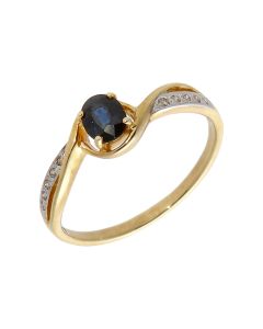 New 9ct Yellow Gold Sapphire & Diamond Twist Ring