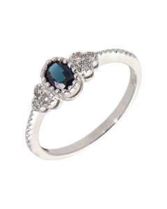 New 9ct White Gold Sapphire & Diamond Dress Ring