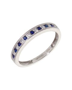 New 9ct White Gold Sapphire & Diamond Half Eternity Ring