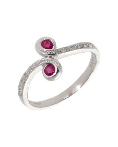 New 9ct White Gold Ruby & Diamond Fancy Ring