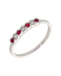 New 9ct White Gold Ruby & Diamond Eternity Ring